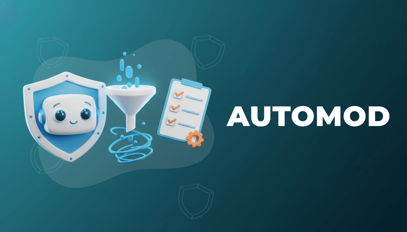 3D illustration of Reddit AutoModerator robot with filter and checklist
