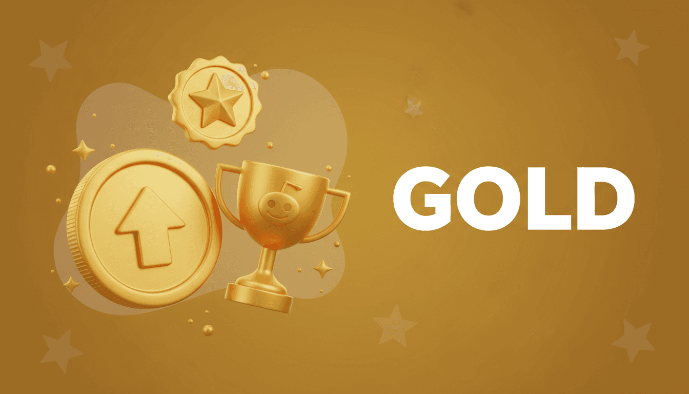 3D illustration of Reddit gold coin and award trophy