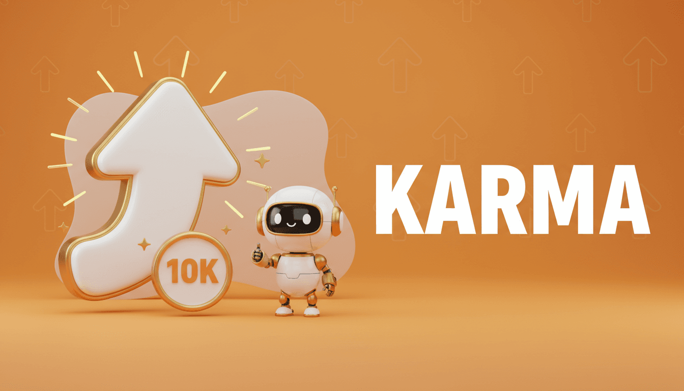 3D illustration of Reddit karma with upvote arrows and karma counter