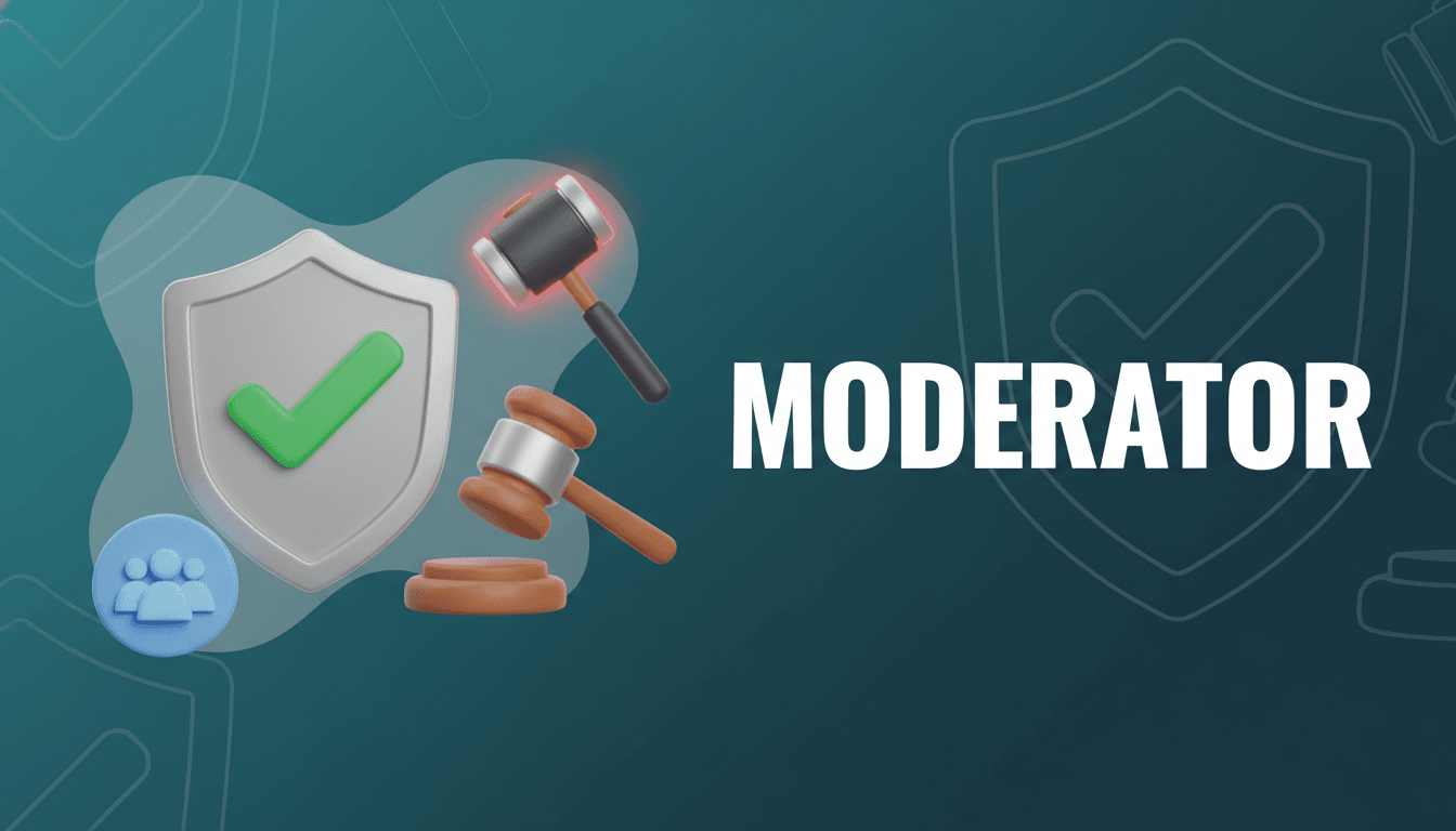 3D illustration of Reddit moderator with shield and community management tools