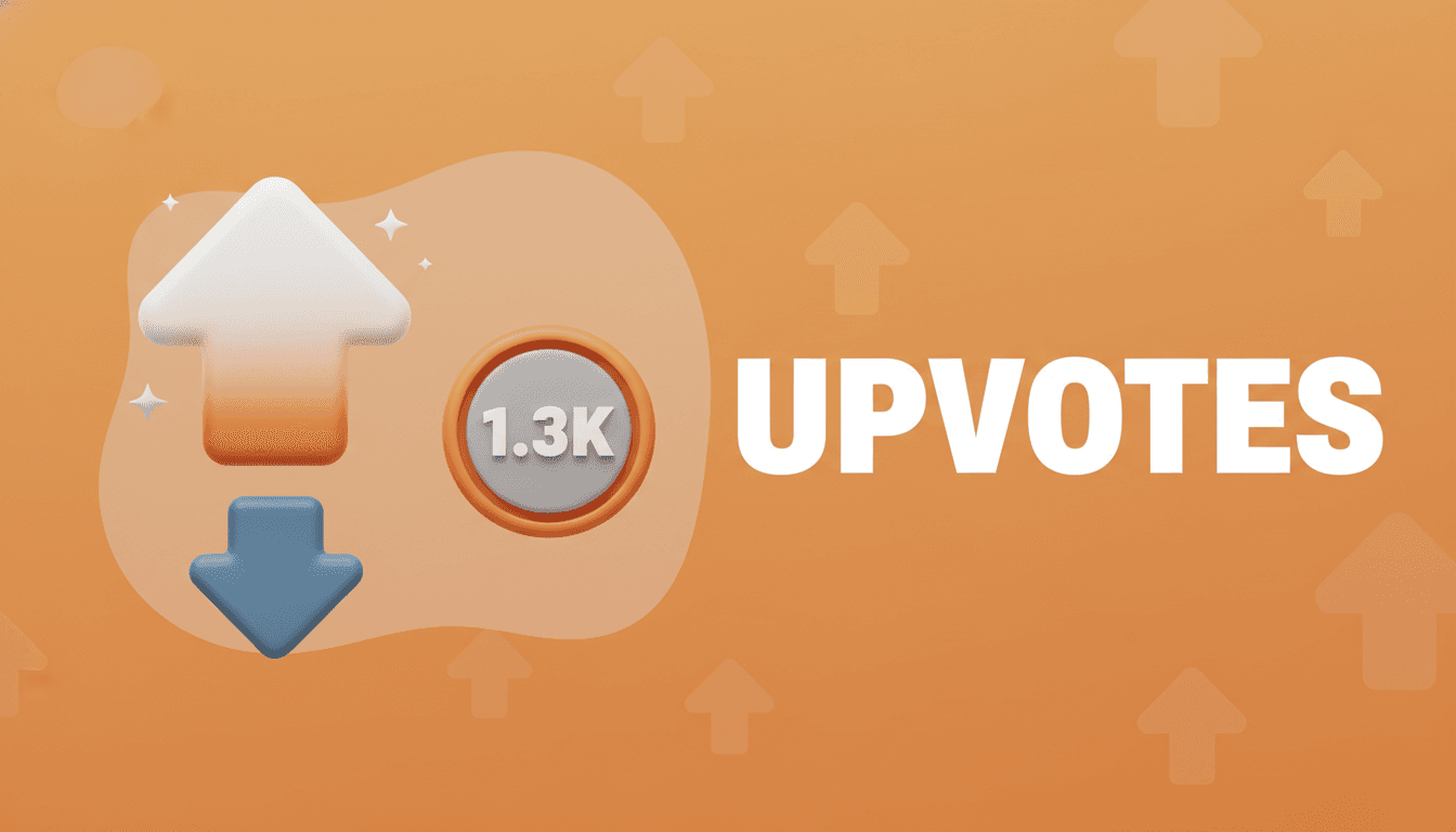 Illustration showing Reddit's upvote and downvote arrows with score counter
