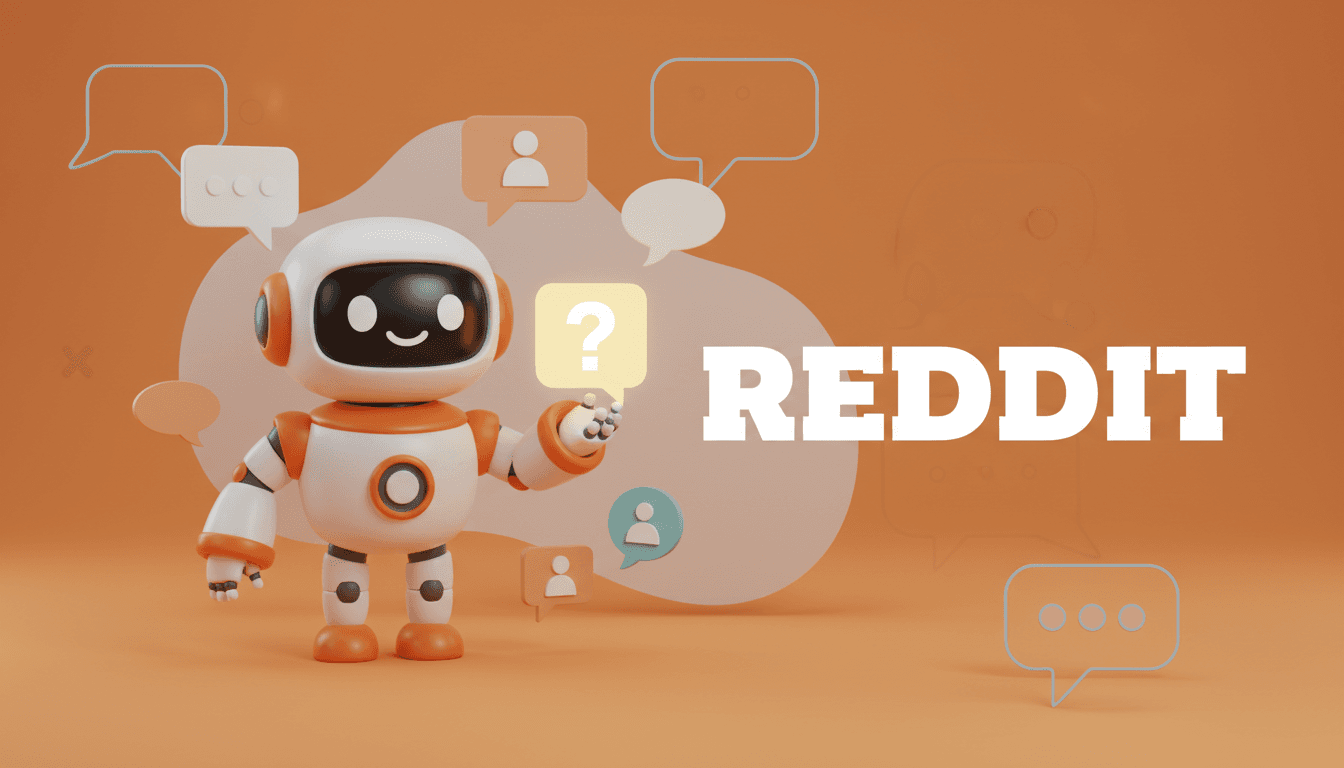 3D illustration explaining what Reddit is with community icons